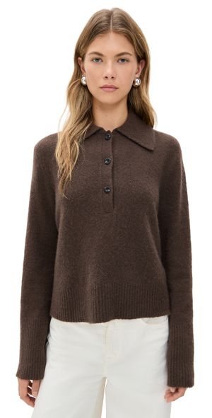 Jenni Kayne Cashmere Stevie Polo Chocolate L