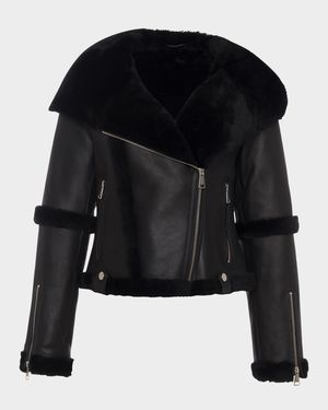 Shearling Lamb Hooded Zip Jacket