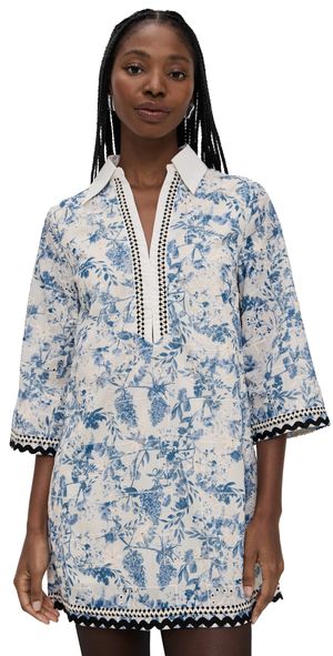 English Factory Floral Embroidery Mini Dress Blue M