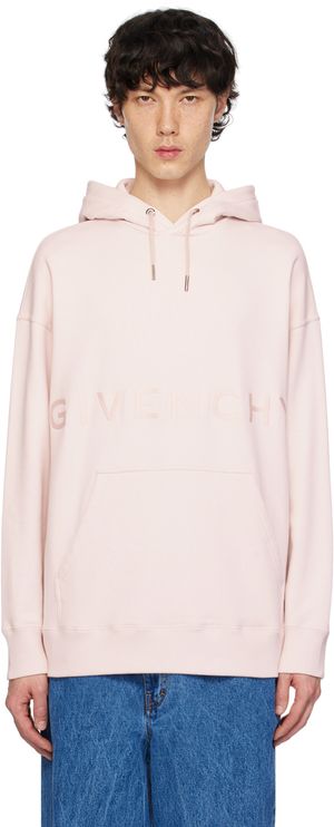 Givenchy Pull à capuche rose à logos brodés