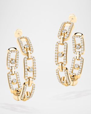 MOVE LINK 18K YELLOW GOLD DIAMOND HOOP EARRINGS