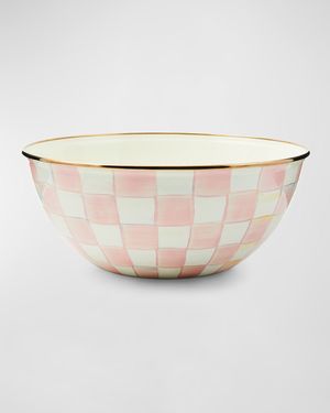Rosy Check Enamel Everyday Bowl, Large