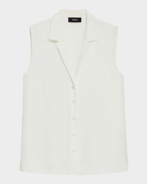 Sleeveless Silk Camp Blouse