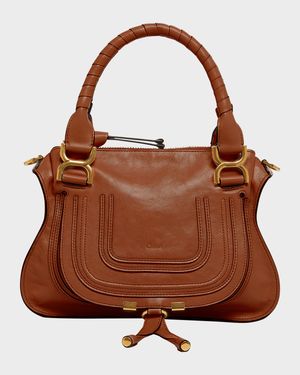 Marcie Small Double Carry Satchel Bag in Shiny Calfskin