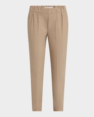 Cotton Slim-Leg Ankle Pull-On Pants