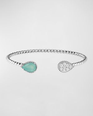 Serpent Boheme 18K White Gold Aquaprase & Diamond Bracelet