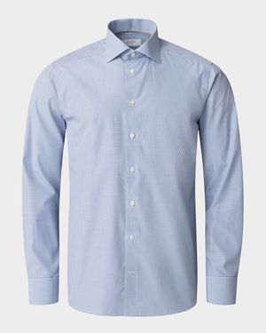 Men's Elevated Contemporary-Fit Twill Check Sport Shirt
