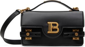 Balmain Black Smooth Leather B-Buzz 24 Bag