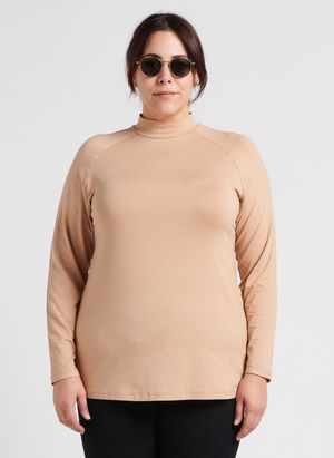 Mat Fashion - T-shirt col montant - Taille 50 - Beige