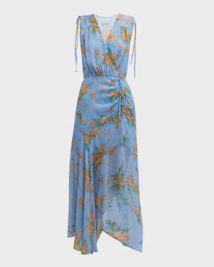 Dovima Sleeveless Ruched Floral Maxi Dress