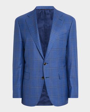 Men's Plaid Wool Single-Breasted Sport Coat