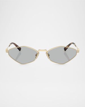 Metal Geometric Oval Sunglasses