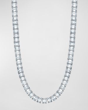 Platinum 16" North South Prong Set Emerald-Cut Diamond Necklace, 42.80tcw