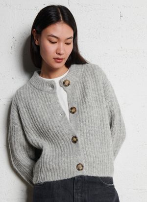 Bellerose - Gilet col rond en laine mélangée - Taille 3 - Gris