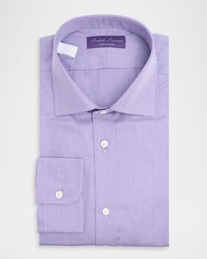 Men's Aston Cotton Micro-Houndstooth Dress Shirt