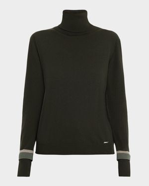 Turtleneck Slit-Cuff Cashmere Sweater