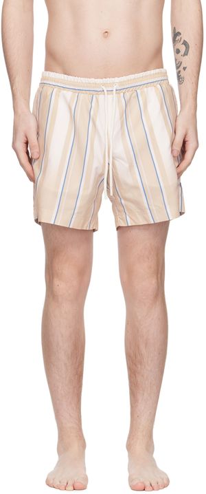 COMMAS Beige Striped Swim Shorts