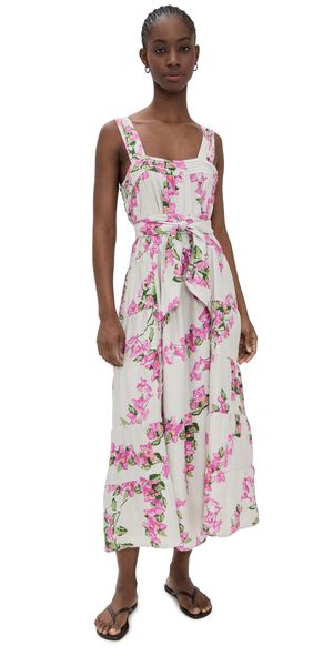 Natalie Martin Collection Jasmine Maxi Dress with Sash Bougainvillea Mother Of Pearl L