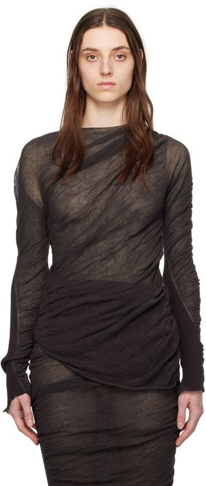 ISSEY MIYAKE Brown Crewneck Sweater