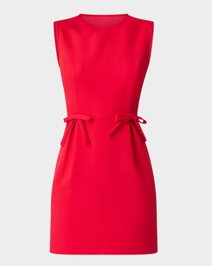 London Pleated Bow-Embellished Mini Dress