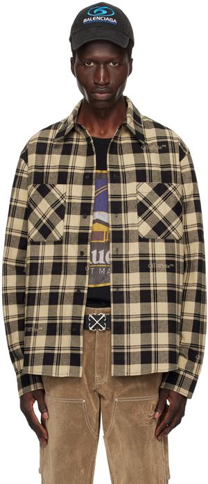 Off-White Chemise beige et noir à carreaux