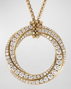 30mm Full Pave Crossover Pendant Slider Necklace with Diamonds and Gold