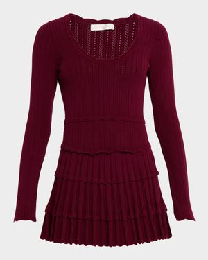 Lavender Stretch Pointelle Mini Dress