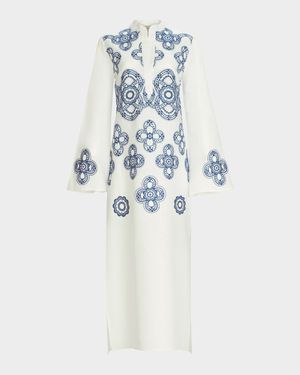 Adalys Geometric Linen-Cotton Tunic Dress