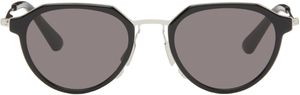 Bottega Veneta Black & Silver Ultrathin Panthos Sunglasses