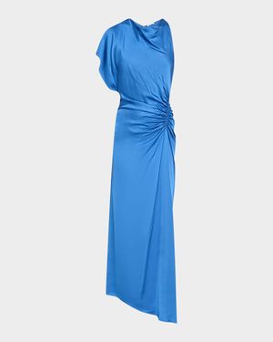 Pia Asymmetric Draped Satin Dress