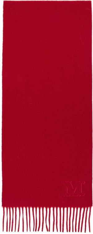 Max Mara Red Cashmere Embroidery Stole Scarf