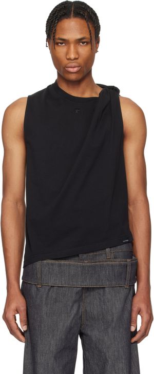 Courrèges Débardeur noir à ornement torsadé