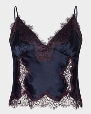 Kimber Lace-Trim Silk Cami