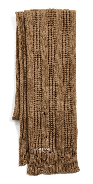 Marni Broken Fisherman Wool Scarf Hazelnut One Size