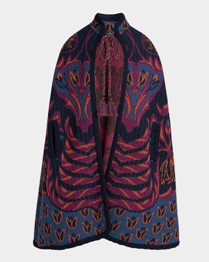 Jacquard Knit Cape Coat