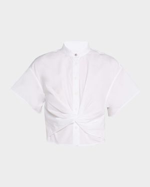 Gretchen Poplin Twist-Front Shirt