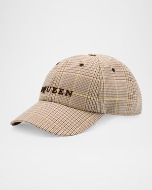 Men's Wool Prince of Wales Plaid Logo Baseball Cap