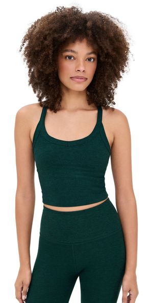 Beyond Yoga Spacedye On The Up Cropped Tank Dark Spruce Green Heather L