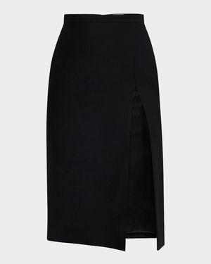 Ezra Thigh-Slit Crepe Skirt