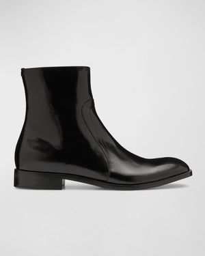 Men's Leather Zip Ankle Boots
