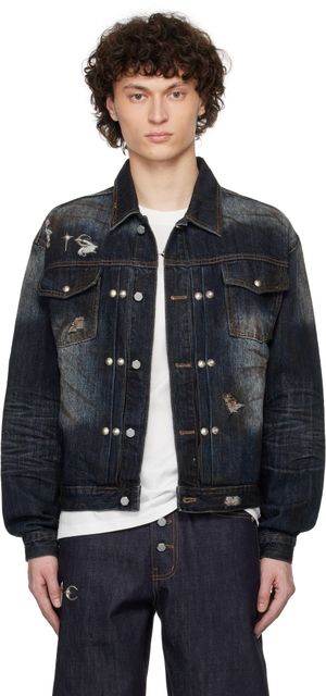 Thug Club Blue Burn Down Denim Jacket