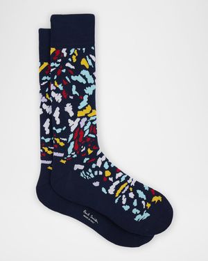 Men's Jacaranda Abstract Print Crew Socks