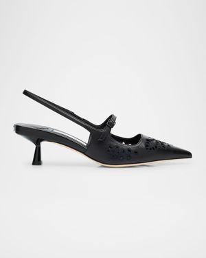 Didi 45 Leather Embroidered Slingback Pumps