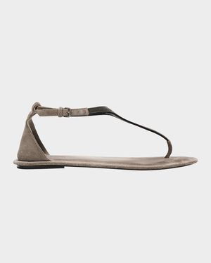 Monili Suede Flat Thong Sandals
