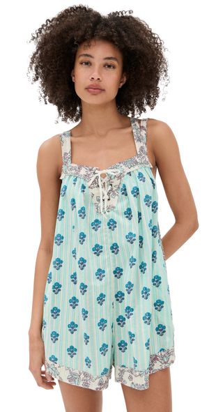 Free People Port Au Prince One Piece Romper Tea Combo L
