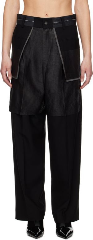 Feng Chen Wang Black Deconstructed Patchwork Trousers