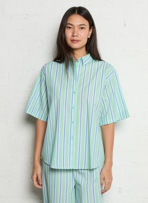 The Tiny Big Sister - Chemise oversize en coton rayé - Taille 40 - Vert