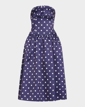 Polka Dot Satin Midi Dress