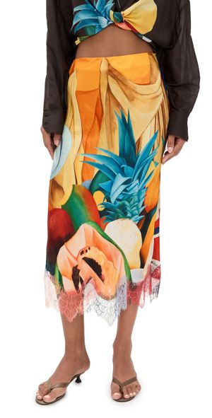 Donde Esteban Salpicon Silk Long Skirt Multi S