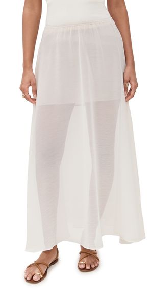 Enza Costa Japanese Yoryu Chiffon Skirt Off White 4